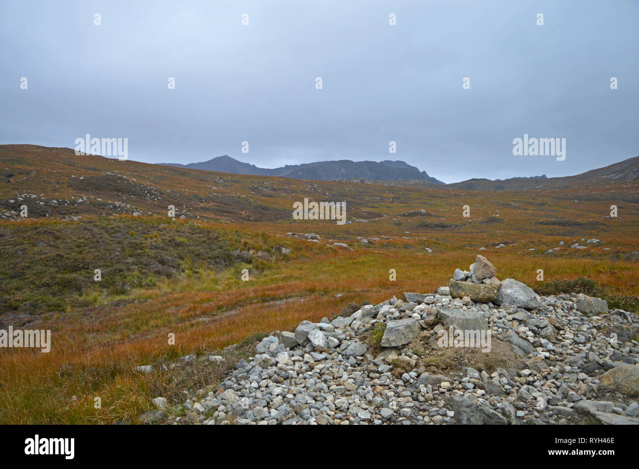 Views on path up Goatfell towards Caisteal Abhail and Cir Mhor Stock ...