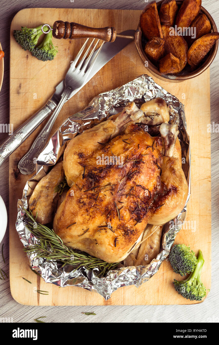 roast chicken dinner Stock Photo - Alamy