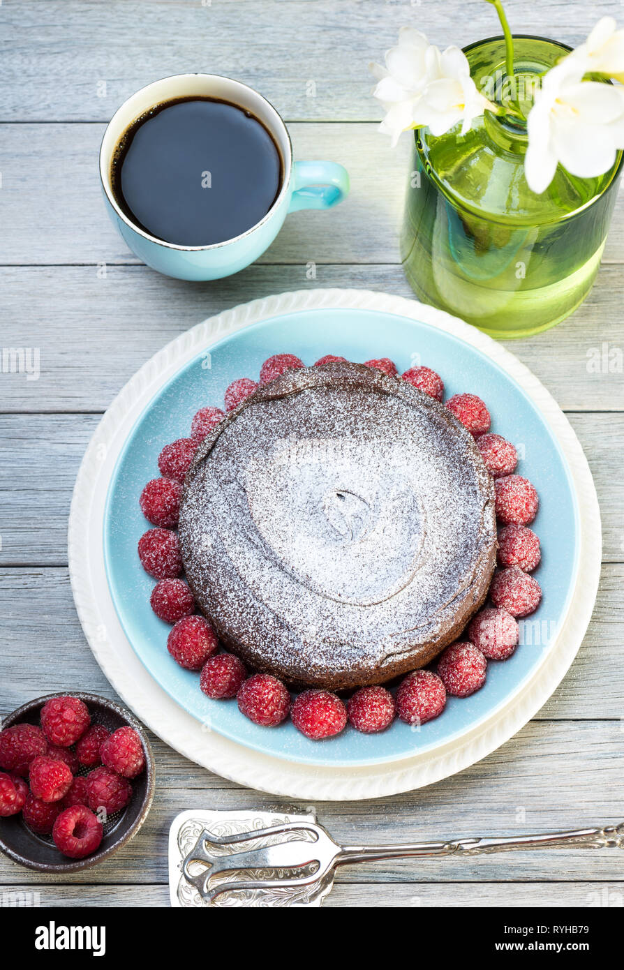 chocolate cake with raspberries Stock Photo - Alamy
