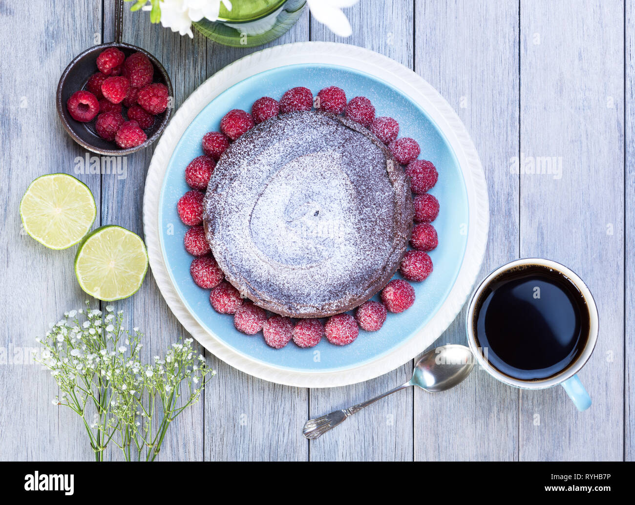 chocolate cake with raspberries Stock Photo - Alamy