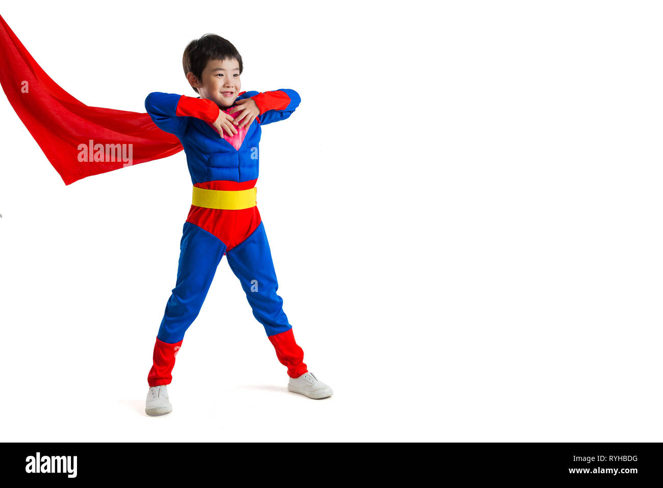 The little boy dress up as superman Stock Photo Alamy