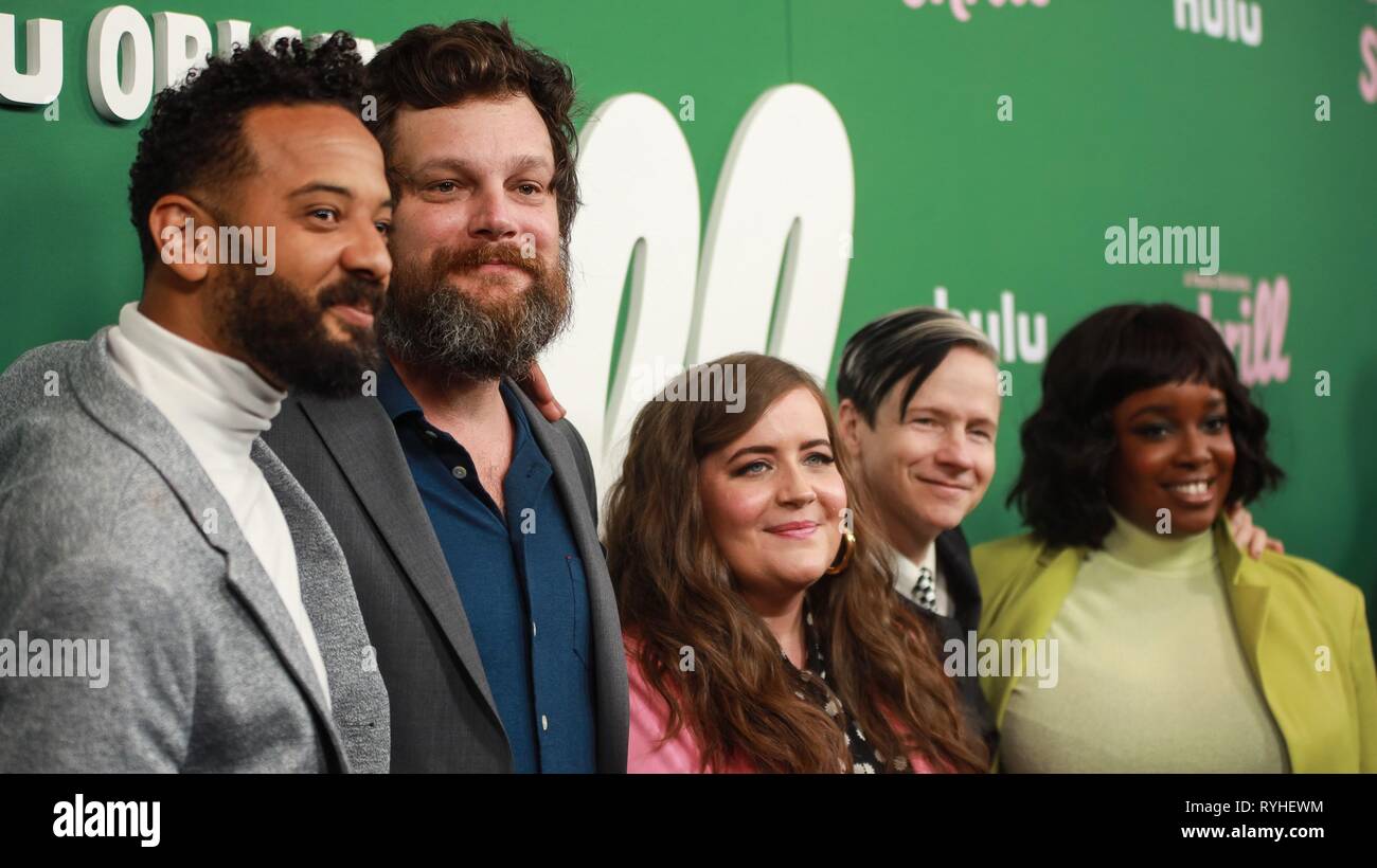 New York, NY, USA. 13th Mar, 2019. Ian Owens, Luka Jones, Aidy Bryant, John Cameron and Lolly Adefope at arrivals for HULU New Comedy SHRILL Series Premiere, The Walter Reade Theater, New York, NY March 13, 2019. Credit: Jason Mendez/Everett Collection/Alamy Live News Stock Photo