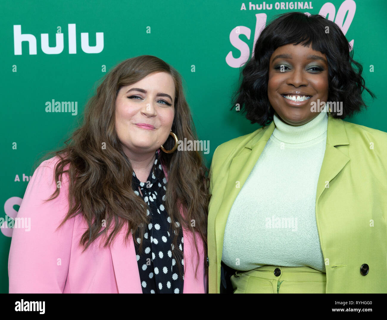 New York, United States. 13th Mar, 2019. New York, NY - March 13, 2019: Aidy Bryant, Lolly Adefope attends New York Hulu Shrill premiere screening at Walter Reade Theater of Lincoln Center Credit: lev radin/Alamy Live News Stock Photo