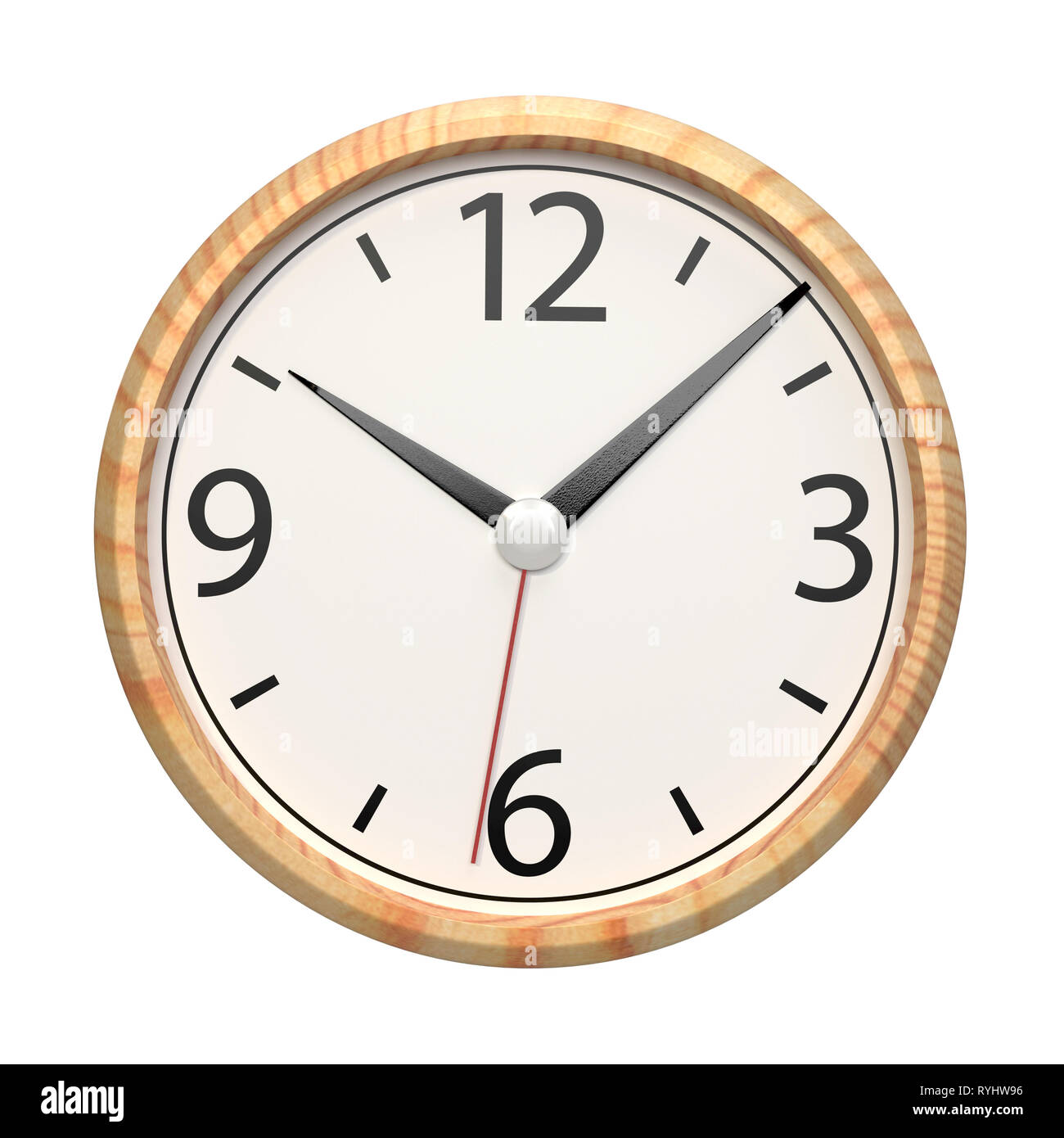 Office wall clock isolated on white background. 3D rendering Stock Photo