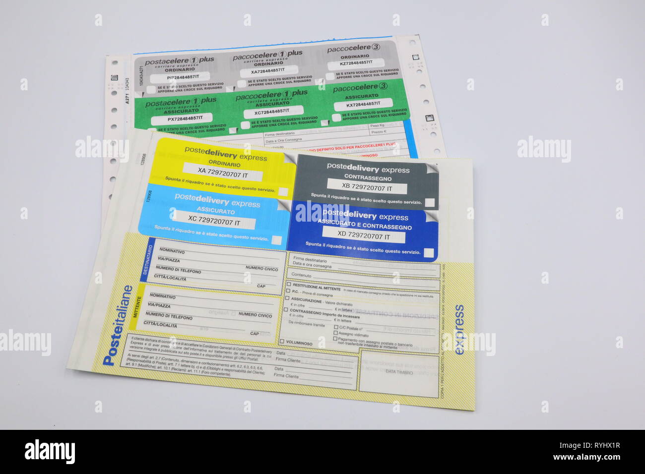 Italian Post Office, New and Vintage Shipping Form of Domestic Parcel  Service, Standard Delivery Stock Photo - Alamy