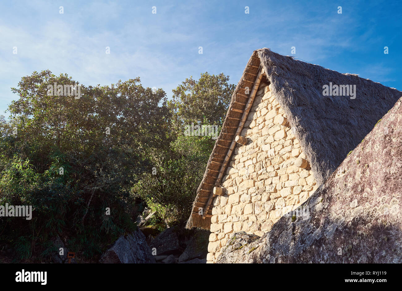 Stone house in lost city Machu Picchu Peru Stock Photo - Alamy