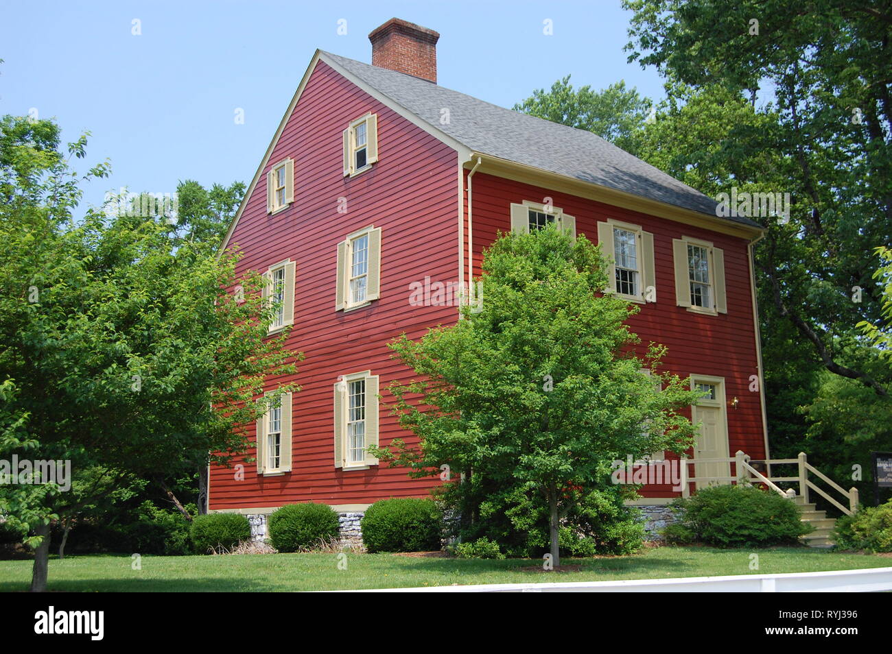 Hoge House  house is architecturally notable because of its brick and log construction covered by clapboards. Stock Photo