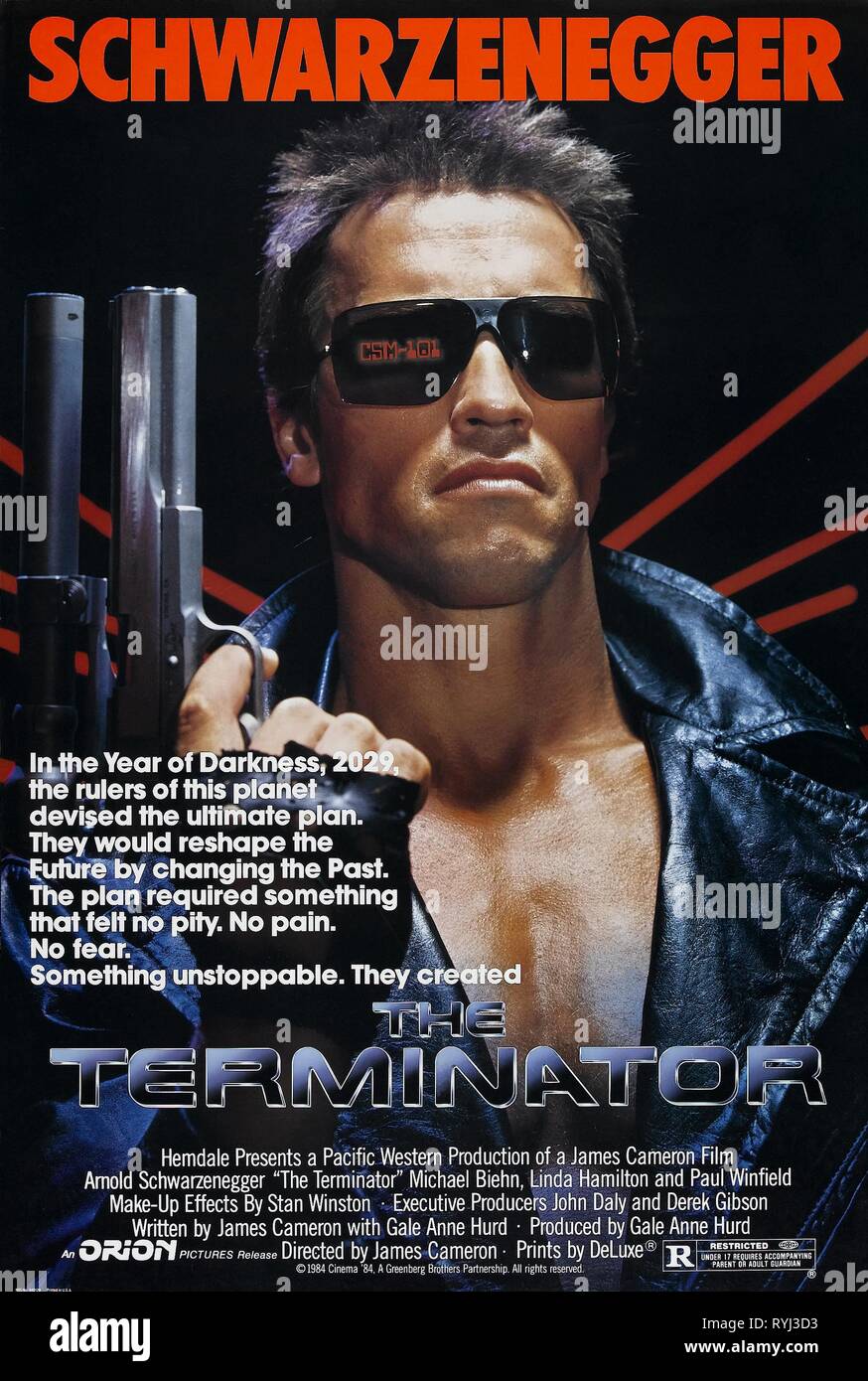 ARNOLD SCHWARZENEGGER POSTER, THE TERMINATOR, 1984 Stock Photo