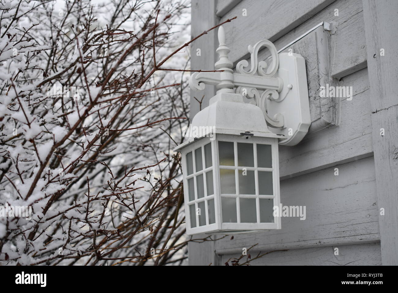 White porch light Stock Photo Alamy