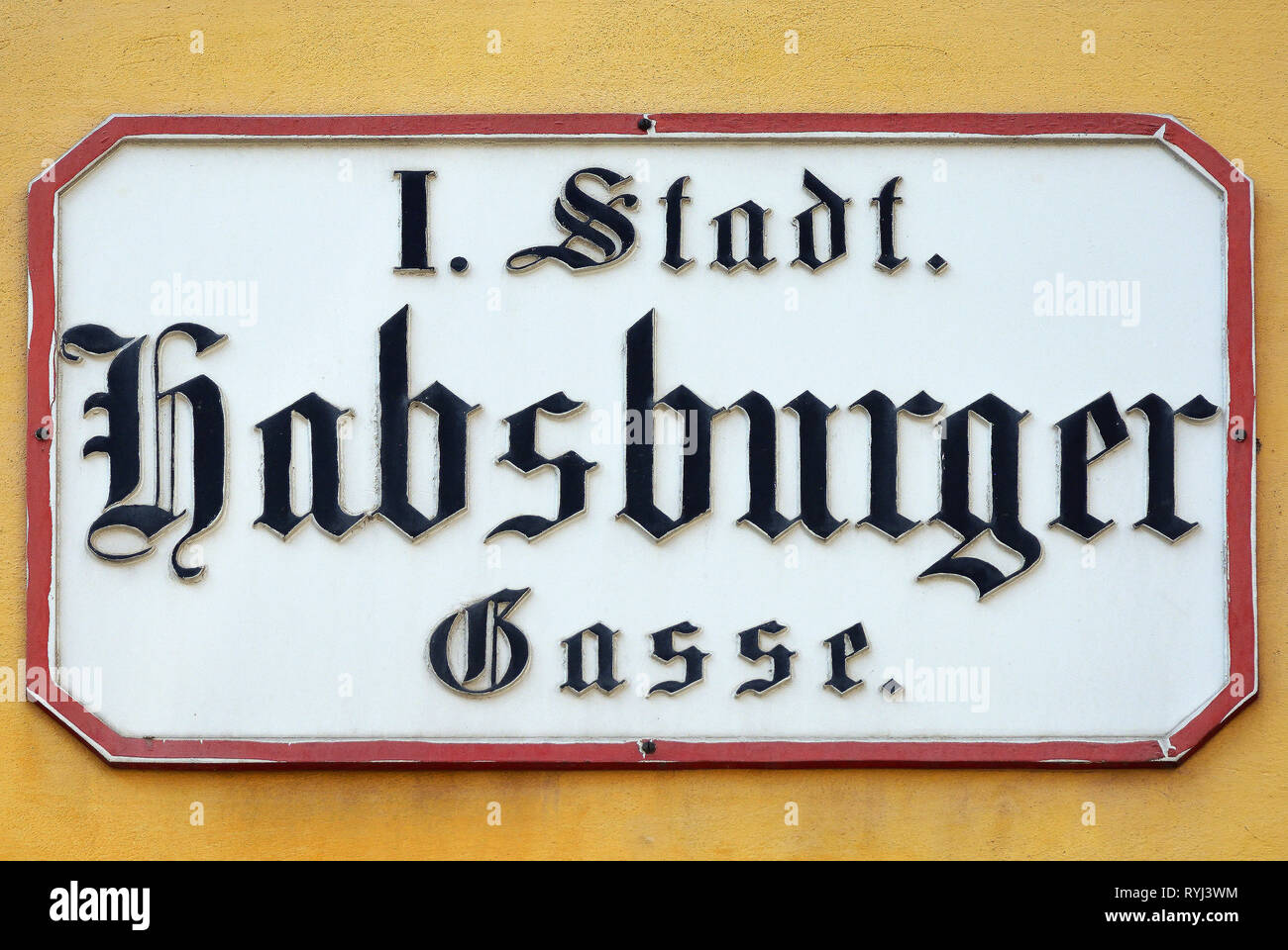 Street sign of the square Habsburger Gasse in Vienna - Austria. Stock Photo