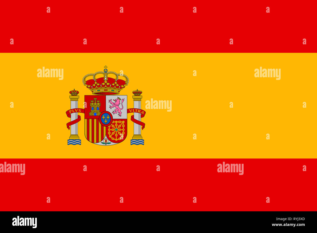 National flag of the Kingdom of Spain. Stock Photo