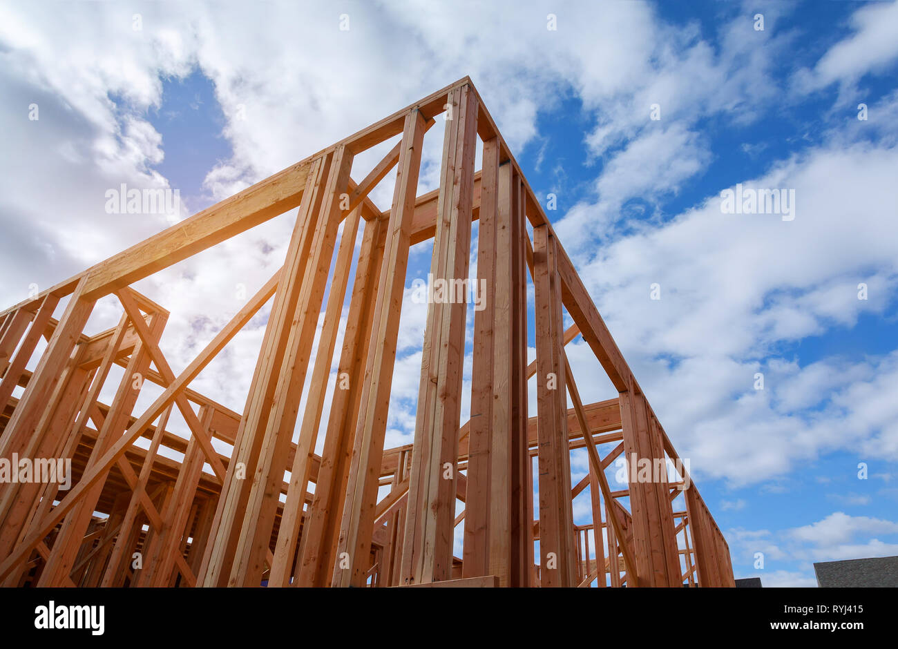 New construction of beam construction house framed the ground up ...