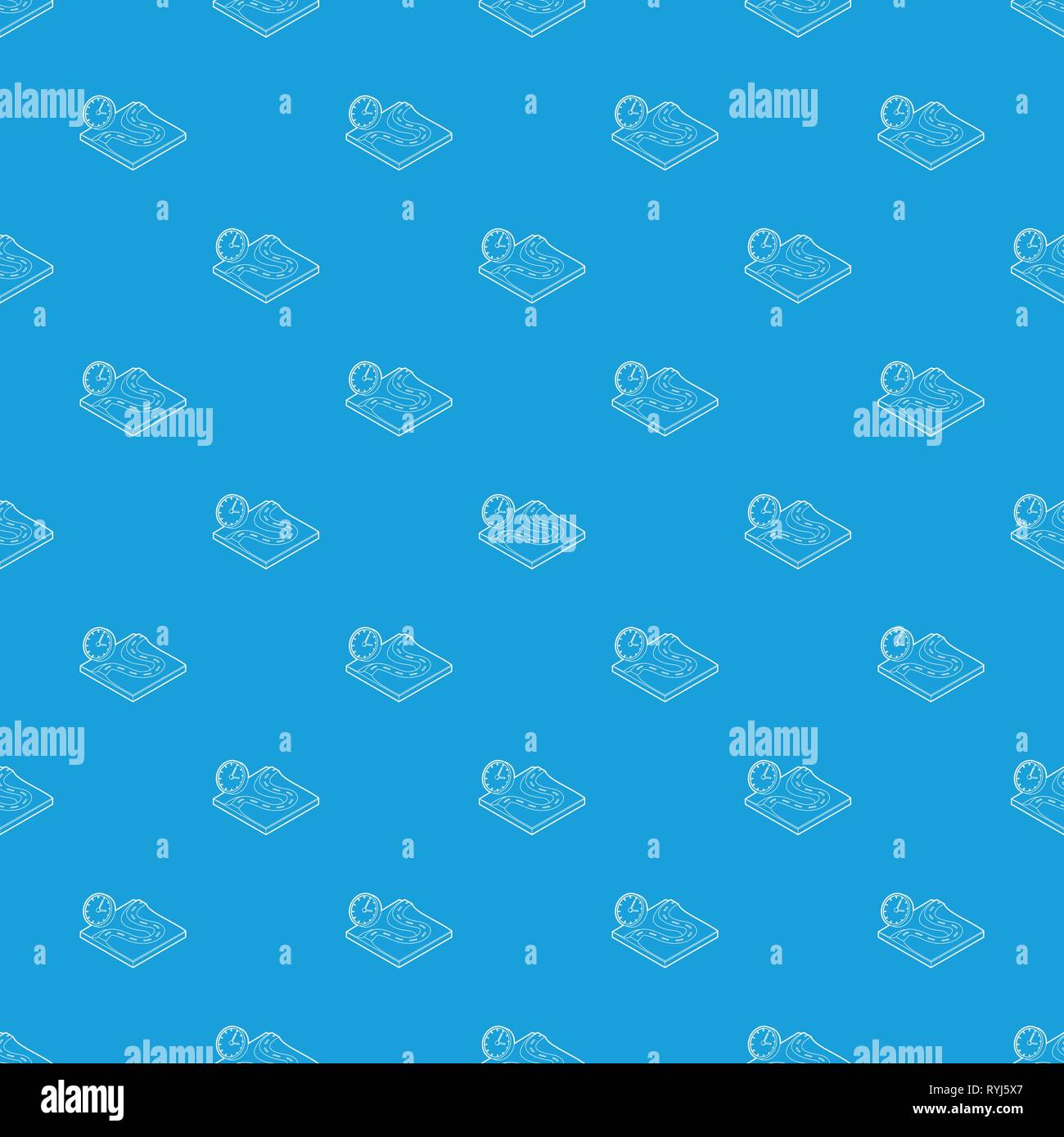 Road and clock pattern vector seamless blue Stock Vector