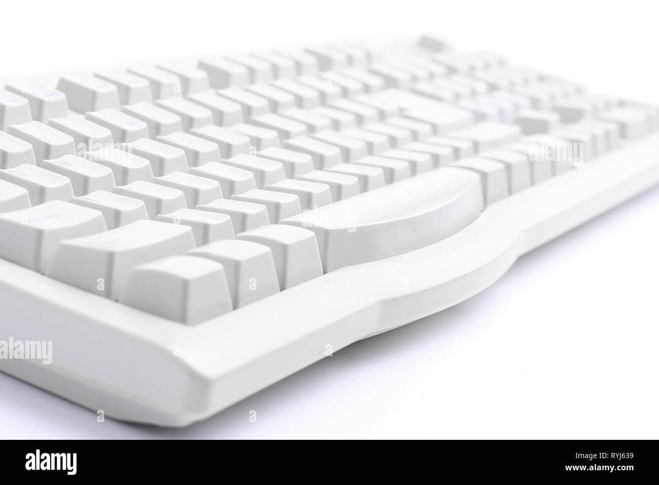 closeup .the old keyboard on a white background. Stock Photo