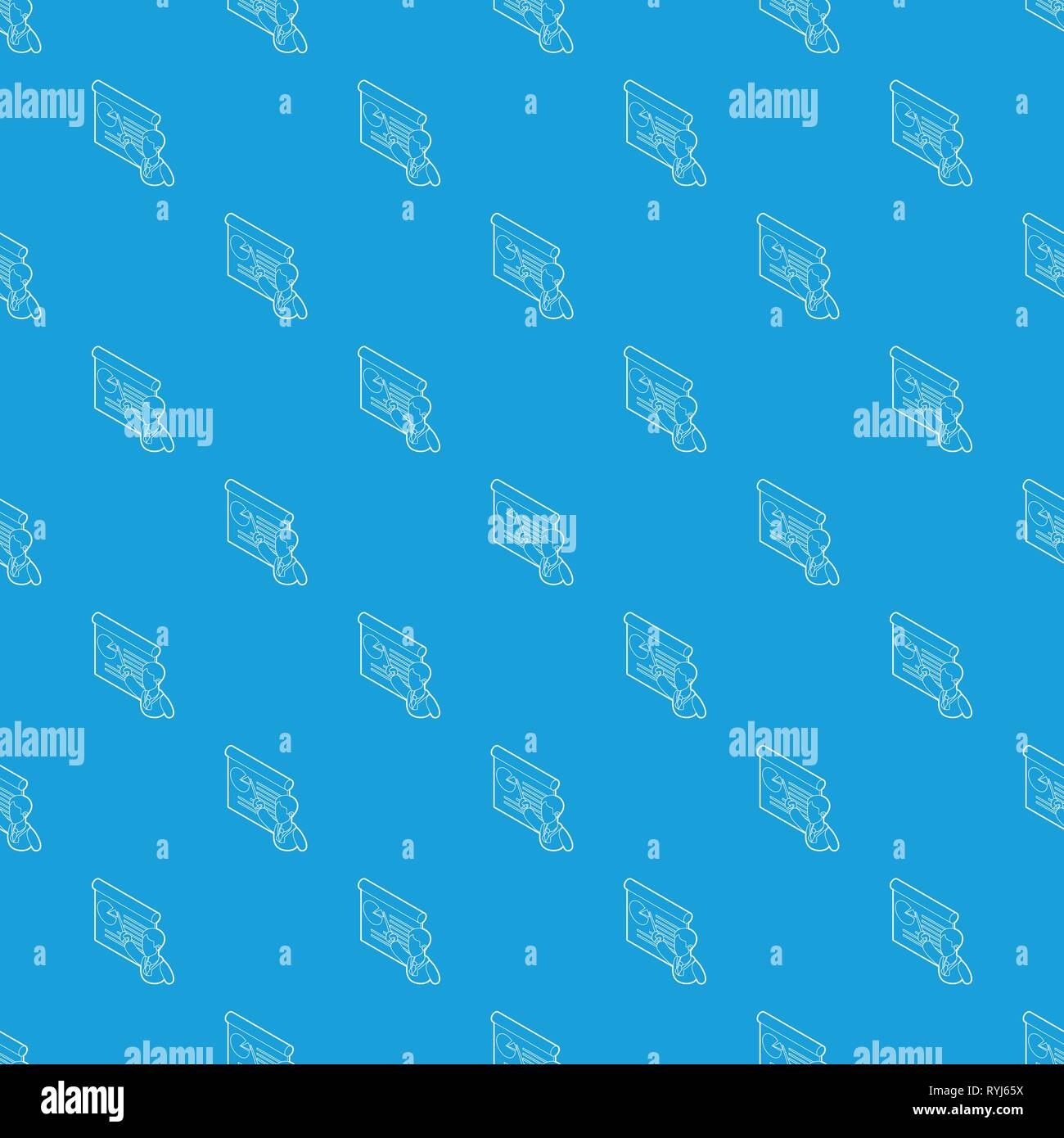 Businessman giving presentation with a board pattern vector seamless blue Stock Vector