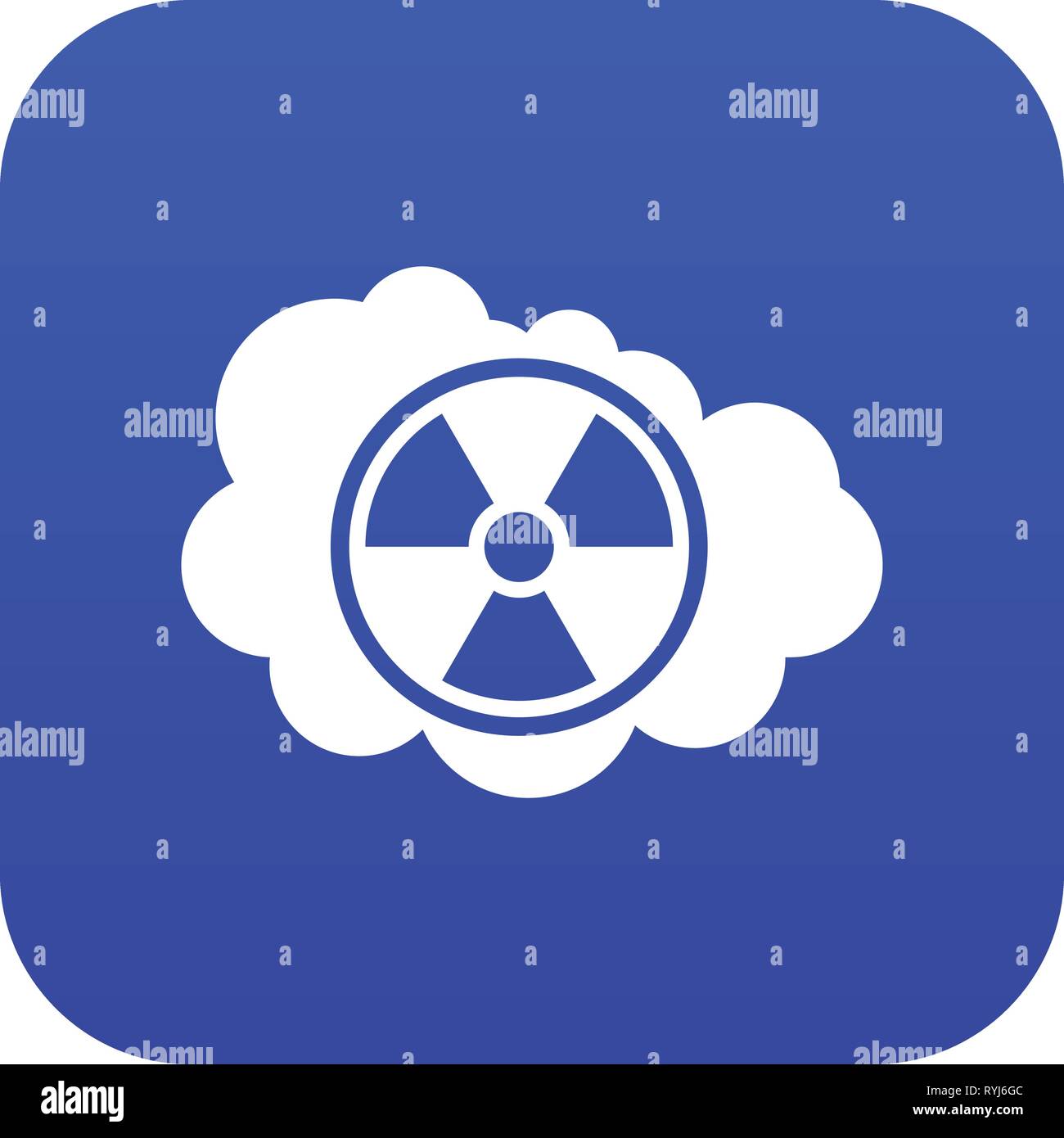 Cloud and radioactive sign icon digital blue Stock Vector