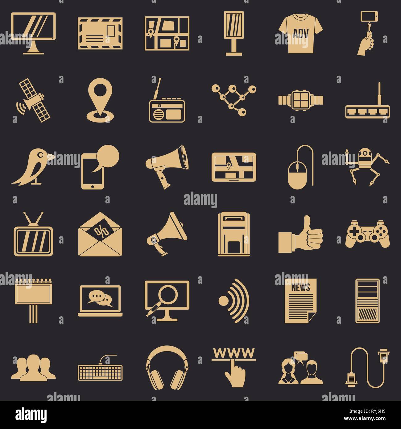 Network icons set, simple style Stock Vector Image & Art - Alamy