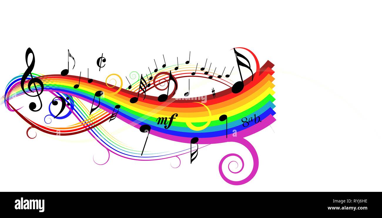 rainbow music notes backgrounds