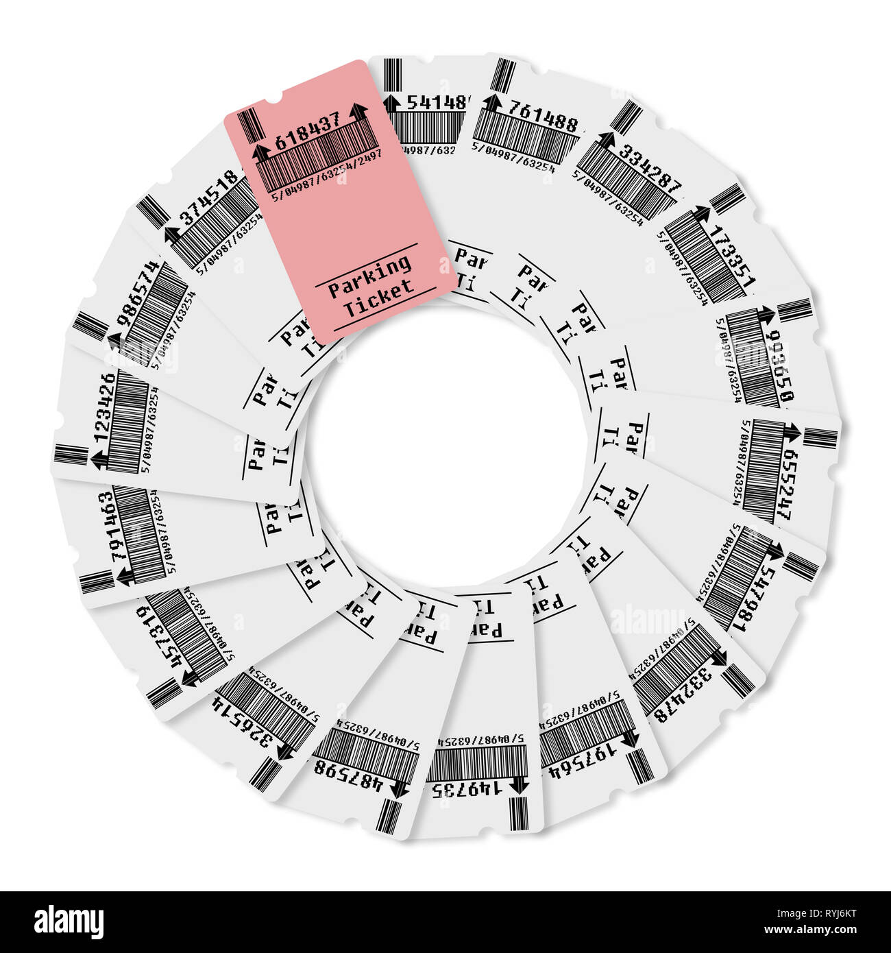 Ticket for parking area concept image - Bar code and code numbers are ...