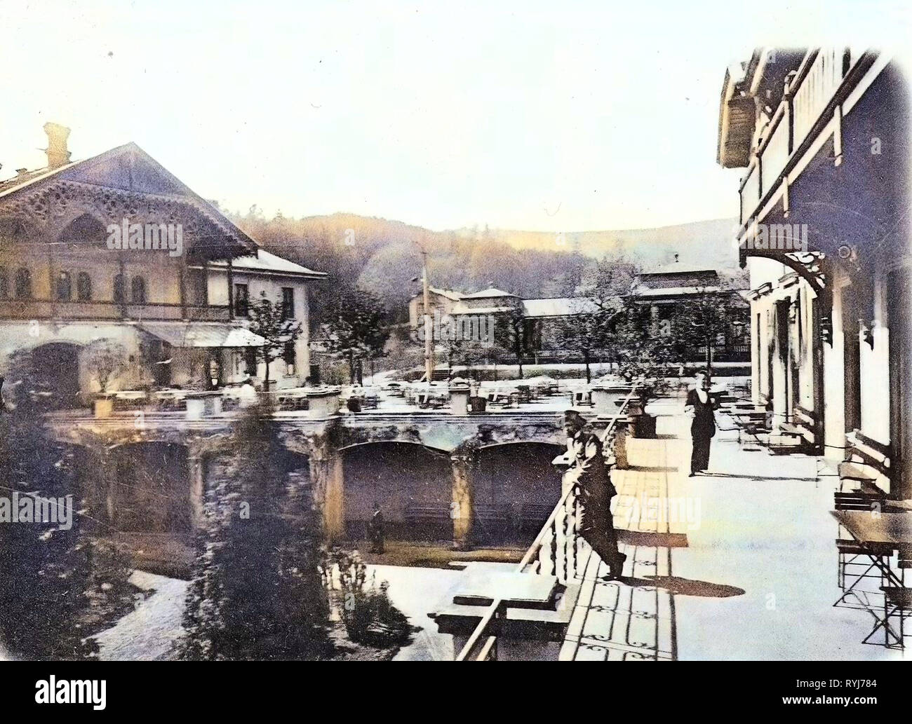 Restaurants in Teplice District, Spa buildings in the Czech Republic, History of Dubí, 1899, Ústí nad Labem Region, Eichwald, Restaurant, Kurhaus Theresienbad Stock Photo