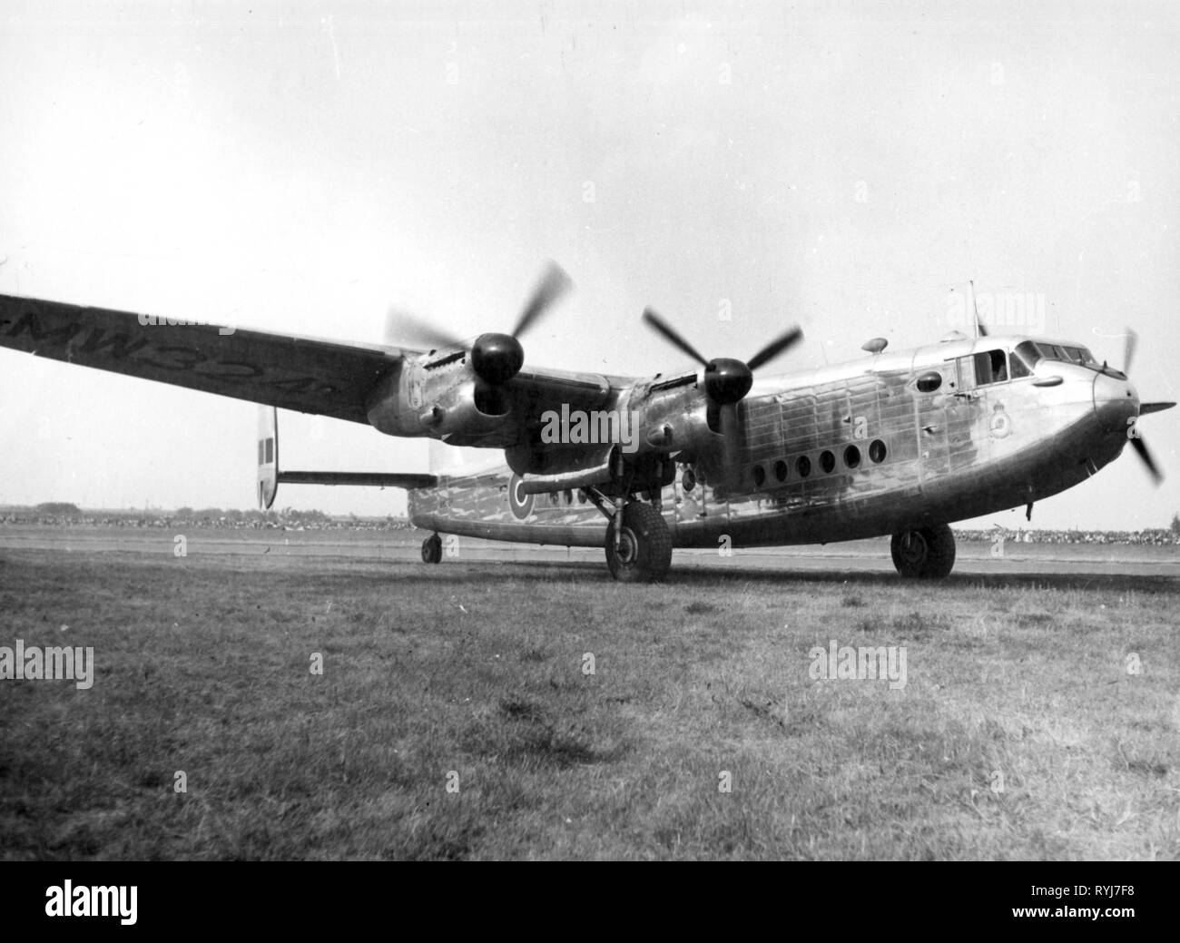 transport / transportation, aviation, aircraft, Avro 685 York of No 511 Squadron, Royal Air Force, international air show, Ruzyne Airport near Prague, 7.9.1947, Additional-Rights-Clearance-Info-Not-Available Stock Photo