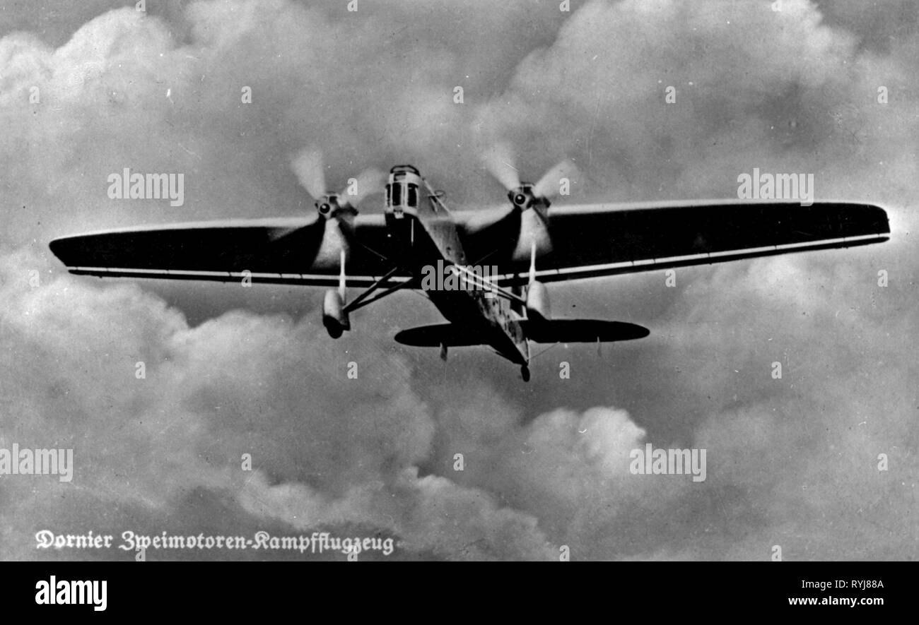transport / transportation, aviation, military aircraft, medium bomber Dornier Do 23, in the air, 1934, Additional-Rights-Clearance-Info-Not-Available Stock Photo