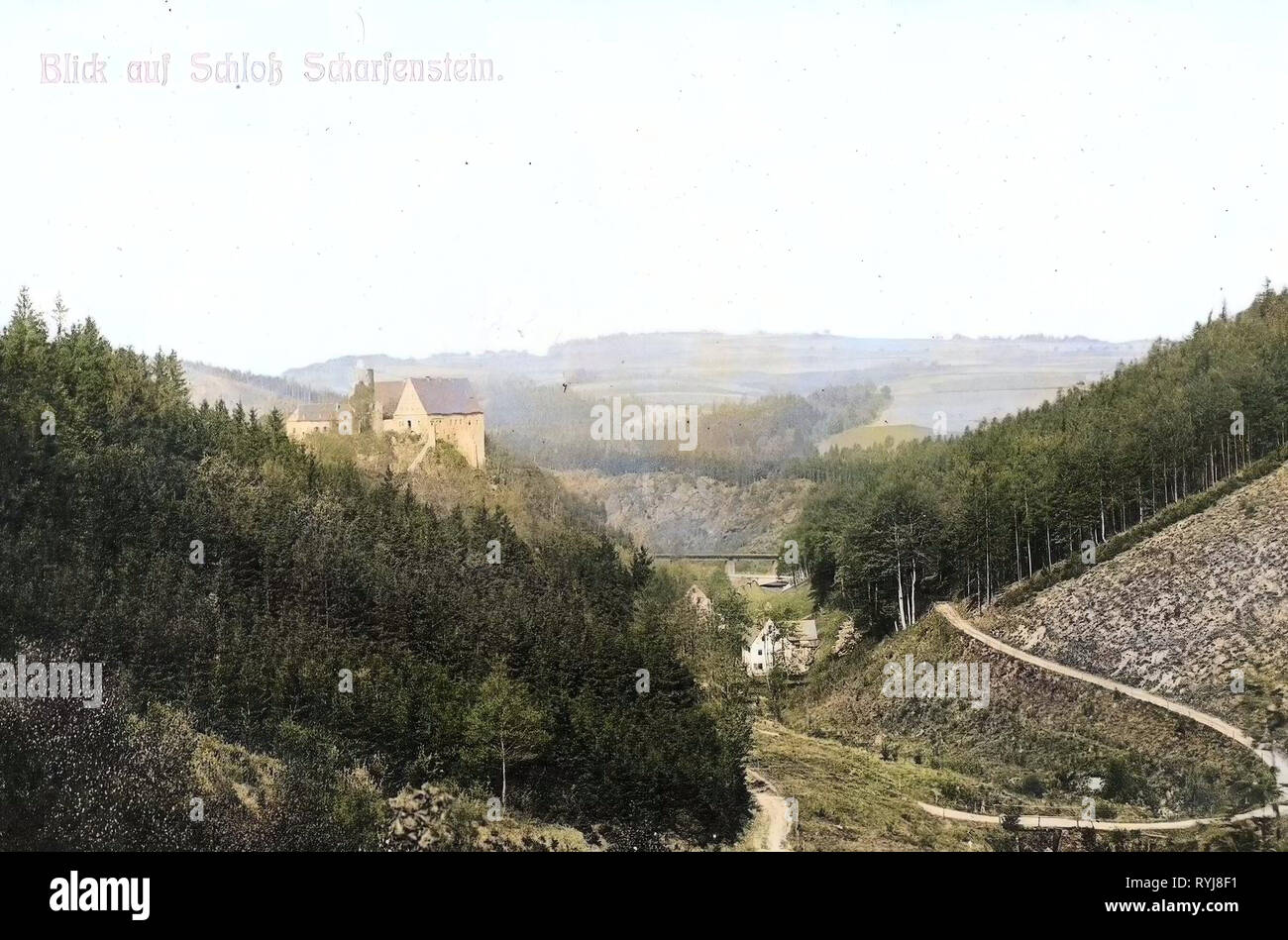 Burg Scharfenstein, 1909, Erzgebirgskreis, Scharfenstein, Schloß, Germany Stock Photo