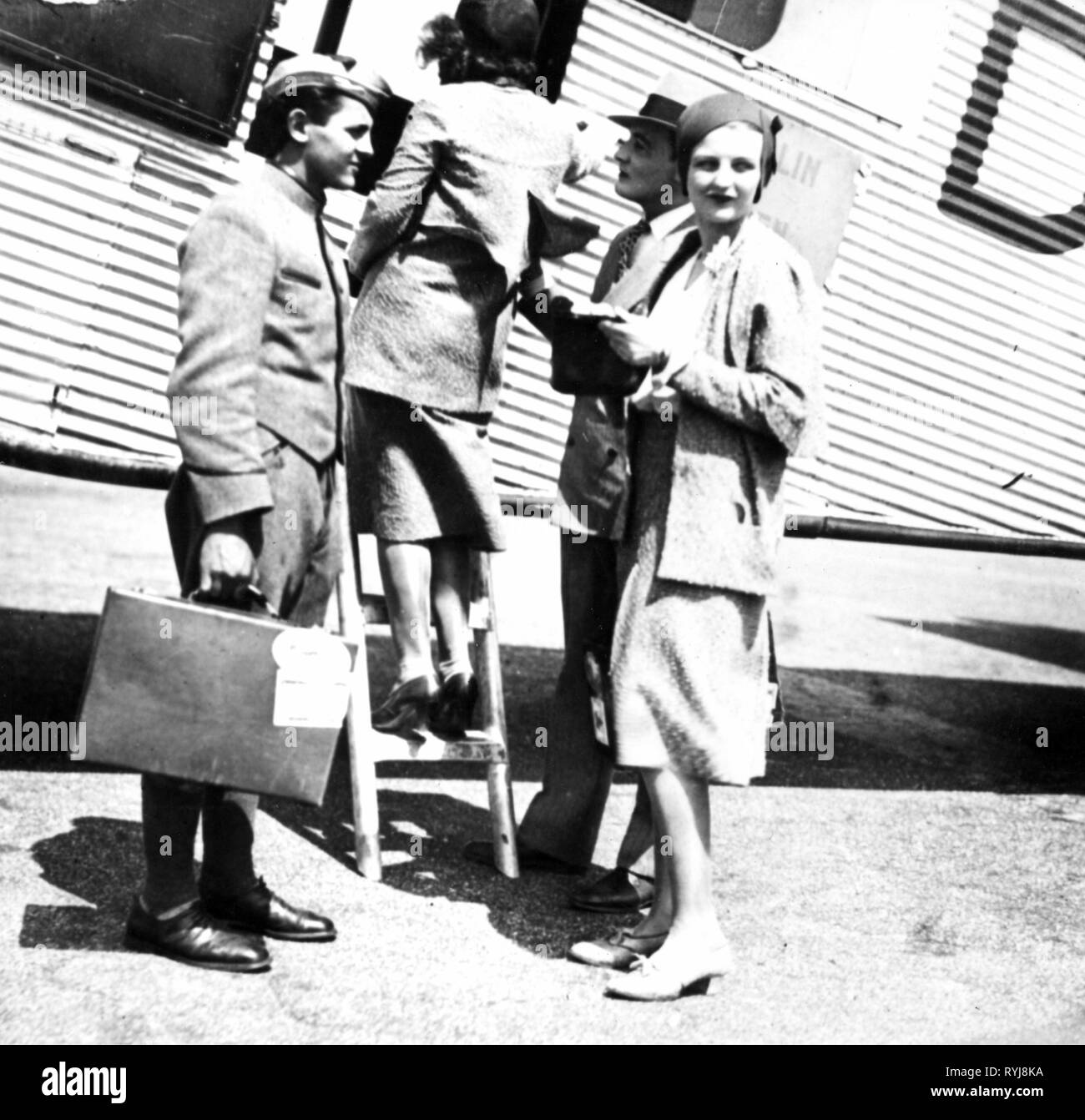 transport / transportation, aviation, airlines, Deutsche Luft Hansa, passengers boarding a Junkers G 31, Germany, later 1920s, Additional-Rights-Clearance-Info-Not-Available Stock Photo