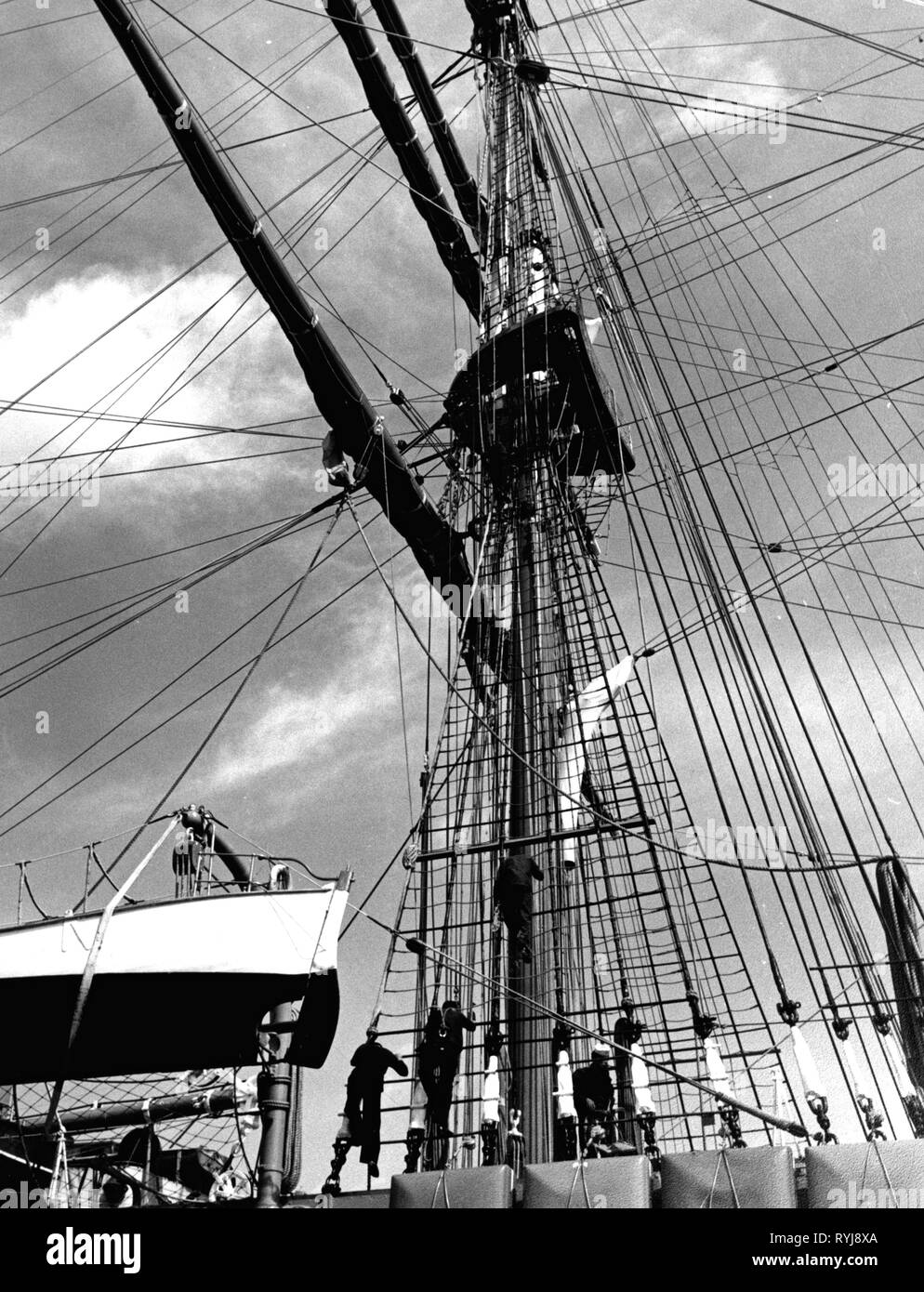 military, Italy, navy, officer training, sail training ship 'Amerigo Vespucci', 1965, Additional-Rights-Clearance-Info-Not-Available Stock Photo