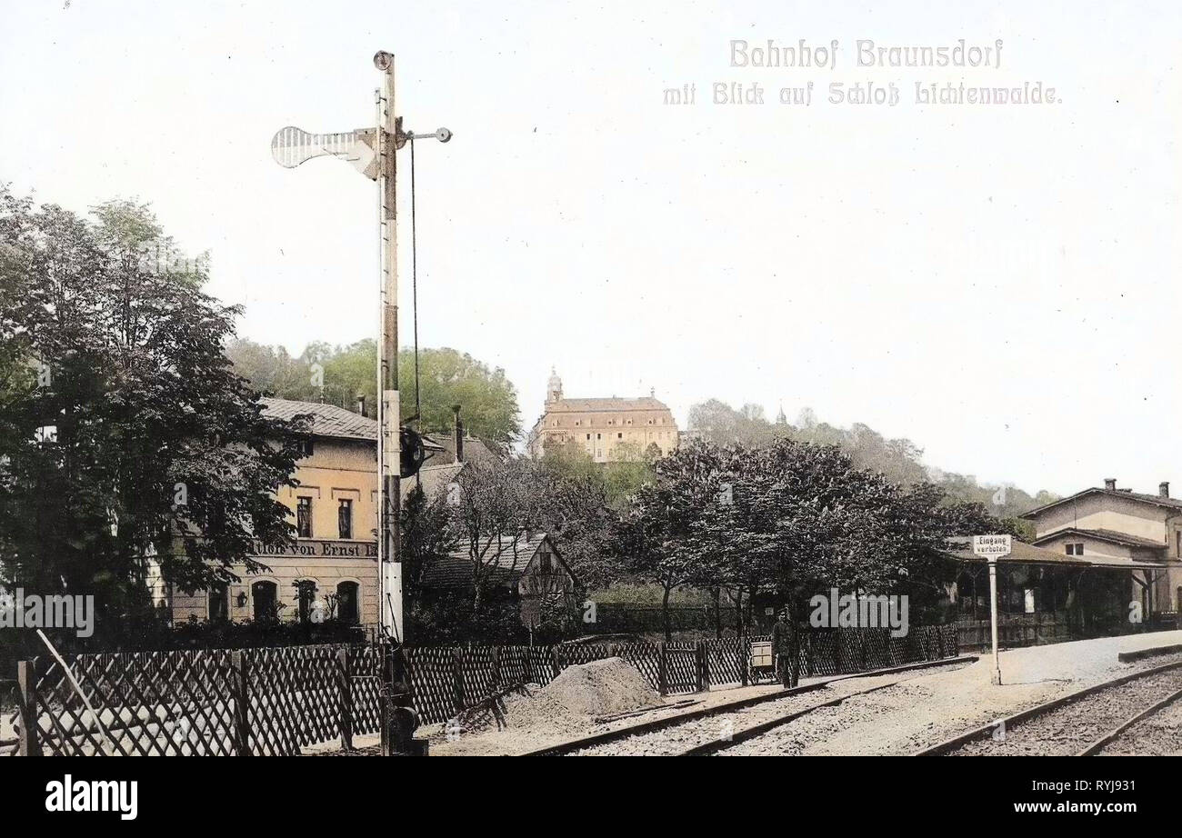 Bahnhof BraunsdorfLichtenwalde, Railway signs in Germany, Schloss