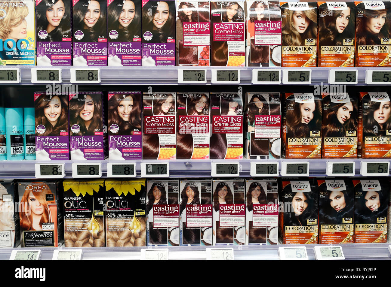 Cosmetics. Shampoo. Supermarket. France Stock Photo Alamy