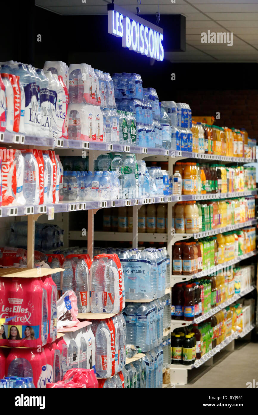 Mineral water. Supermarket. France Stock Photo Alamy