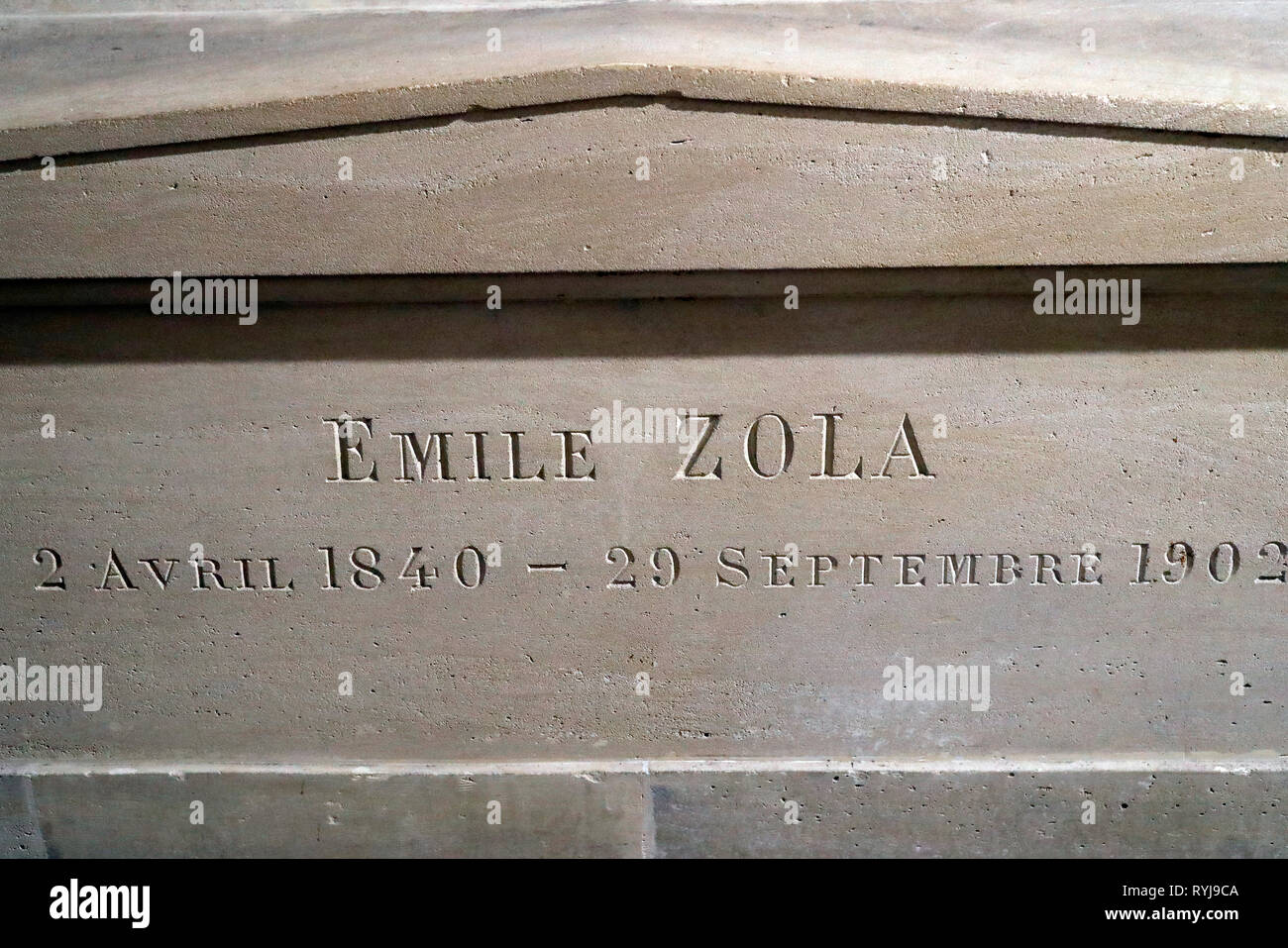 The Pantheon is the burial place for many famous French people. The crypt. Emile Zola. Paris. France. Stock Photo