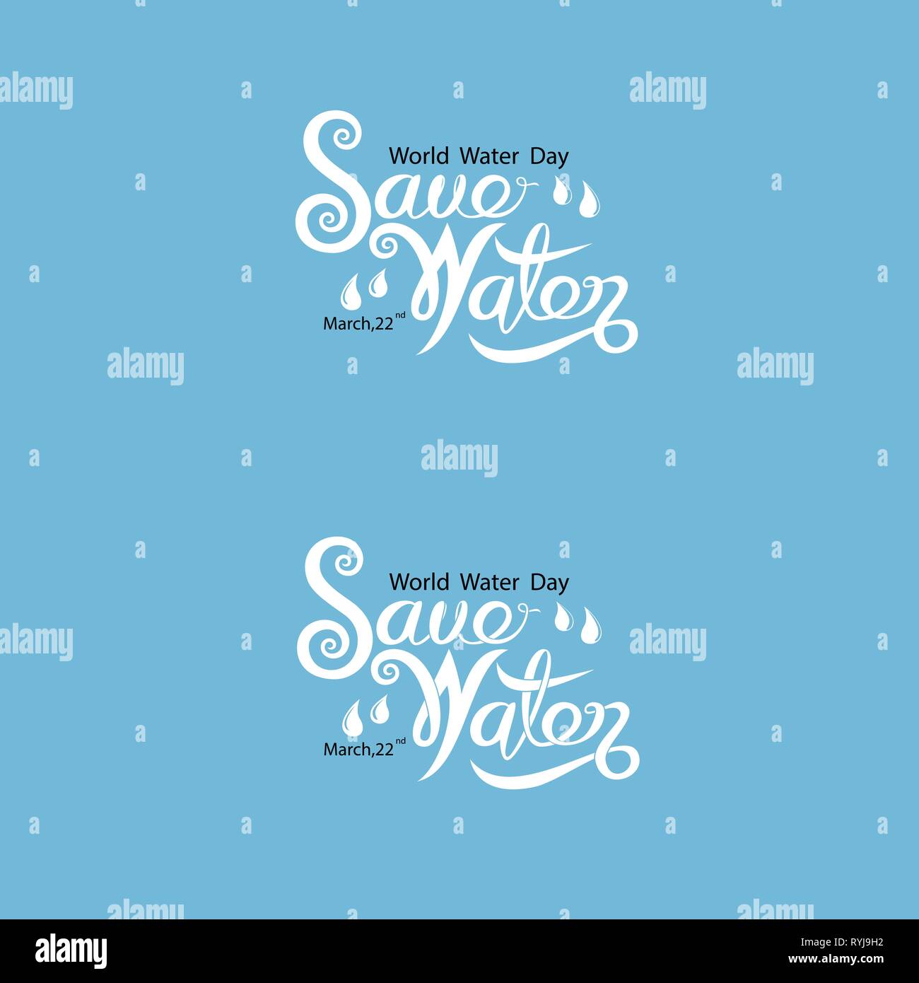 Blue Save Water Typographical Design Elements World Water Day Icon