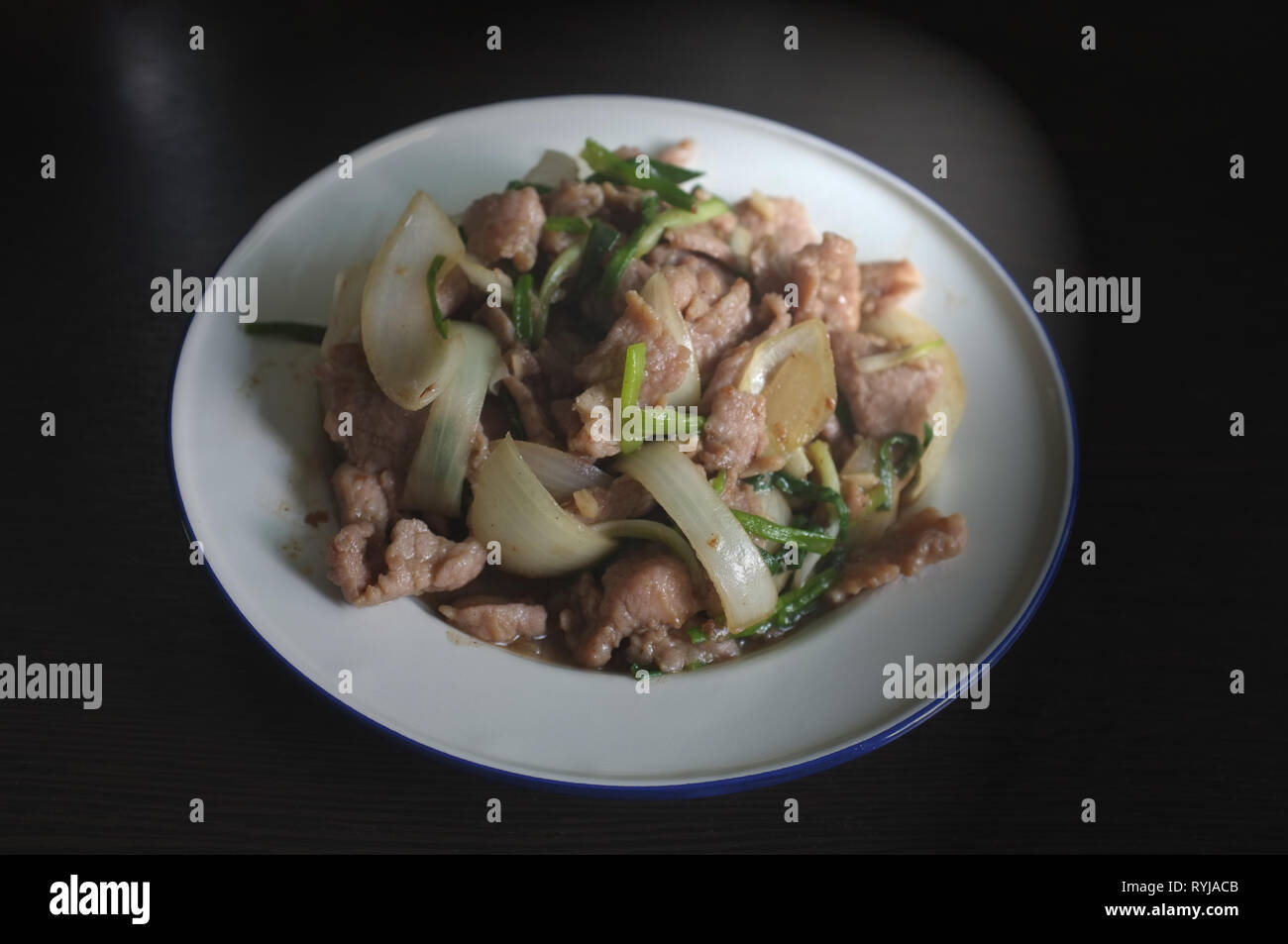 Stir fried vegetable with pork in oyster sauce Stock Photo - Alamy