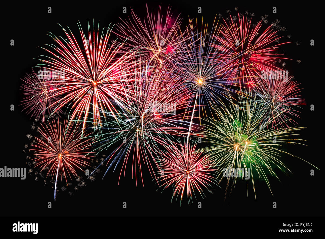 Colorful firework on the night sky New Year celebration fireworks Colorful firework on the night sky New Year celebration fireworks