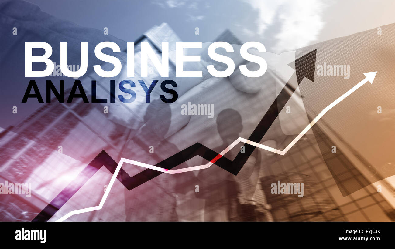 Business analysis diagrams and graphs on virtual screen. Financial and ...