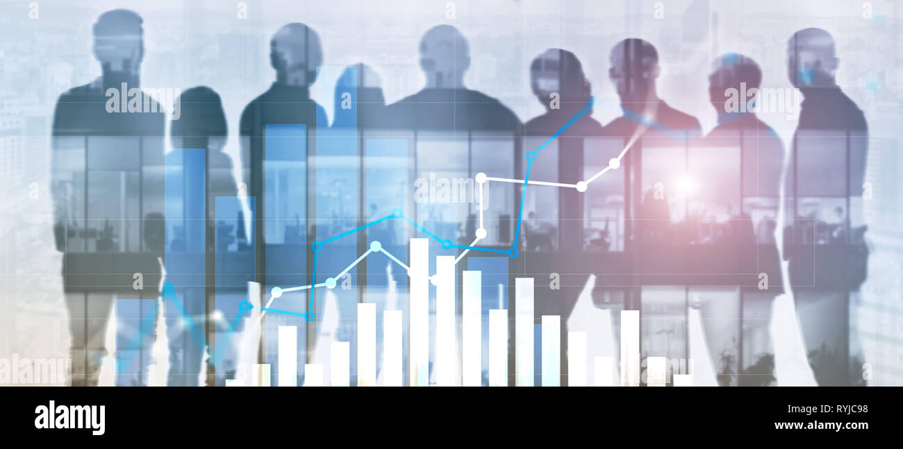 Web site header. Financial growth graph. Sales increase, marketing strategy concept. Stock Photo