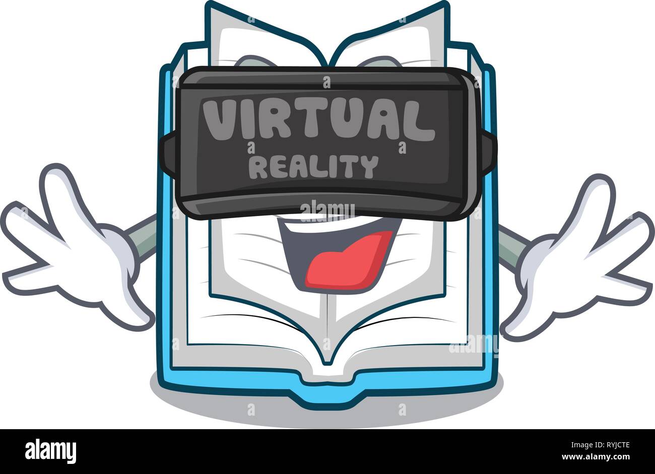 Virtual reality opened book in the shape mascot Stock Vector