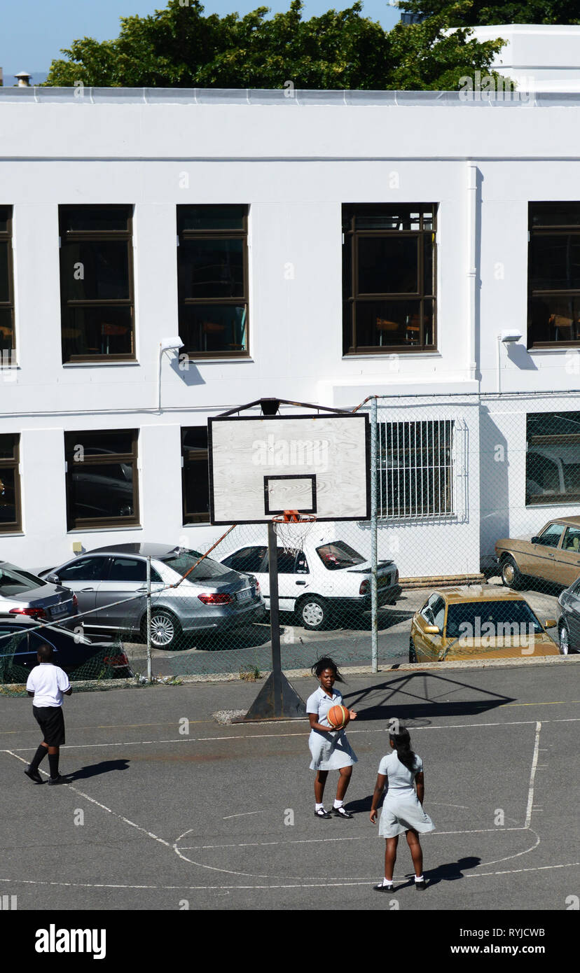 South African school girls playing basketball Stock Photo Alamy