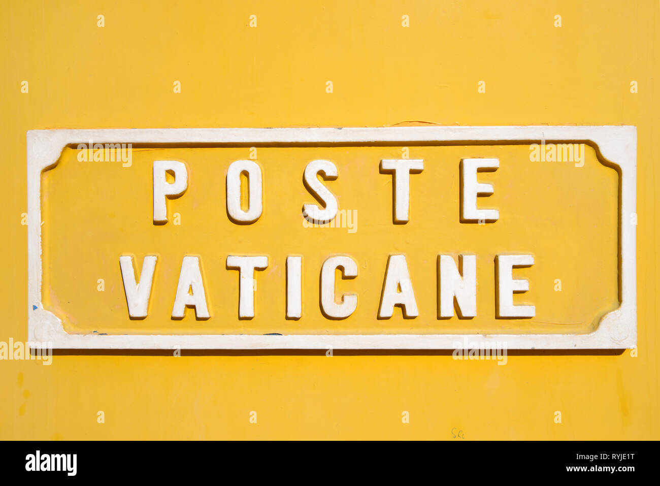 Vatican Yellow Postbox, Letter Box, Mail Box or Post Office Stock Photo