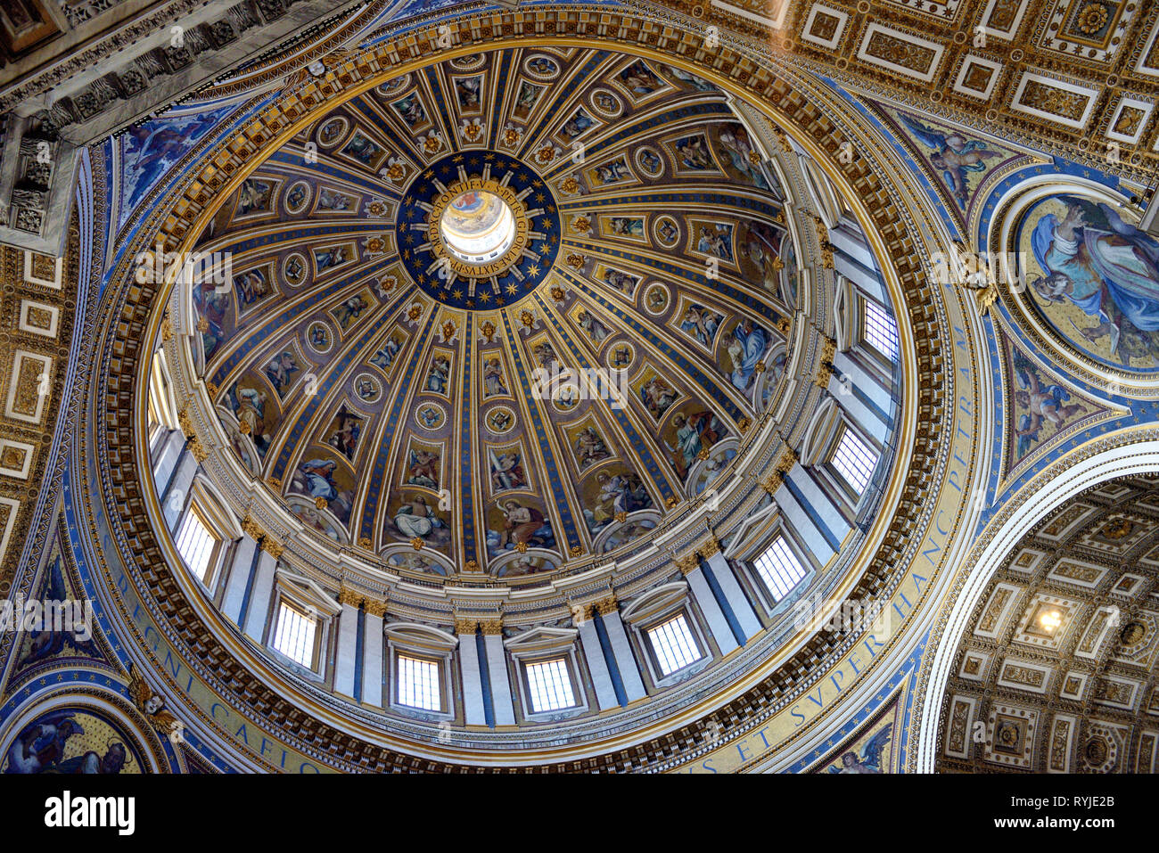 Interior Dome of Saint Peter's Basilica, Church or Cathedral Vatican, Rome, Italy Stock Photo