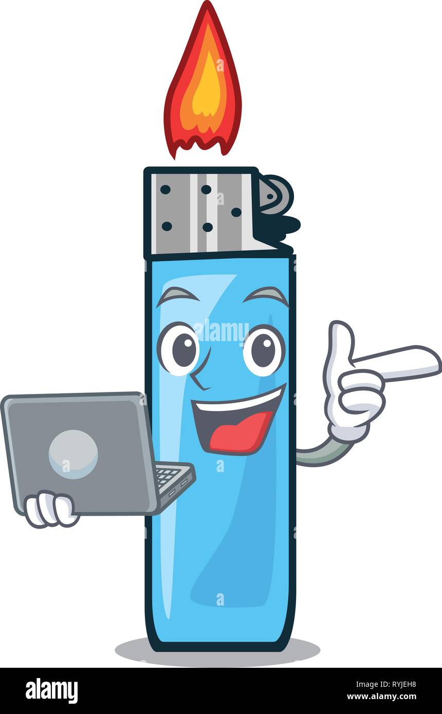 With laptop plastic lighters in the character shape Stock Vector Image