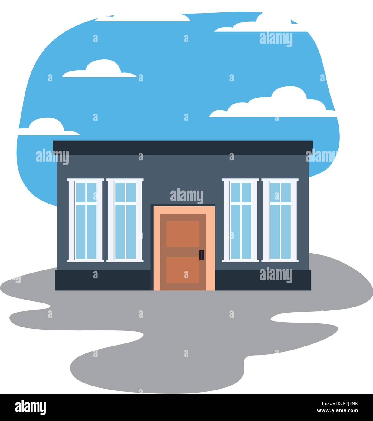 house exterior facade on white background vector illustration Stock ...