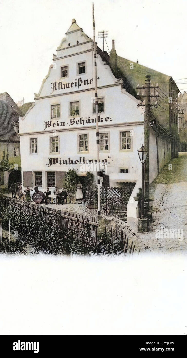 Wine taverns in Saxony, 1898, Meißen, Winkelkrug, Germany Stock Photo