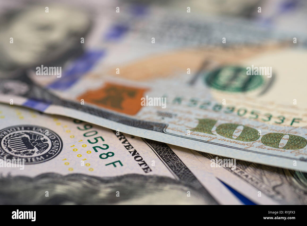 us currency one hundred dollar bills Stock Photo
