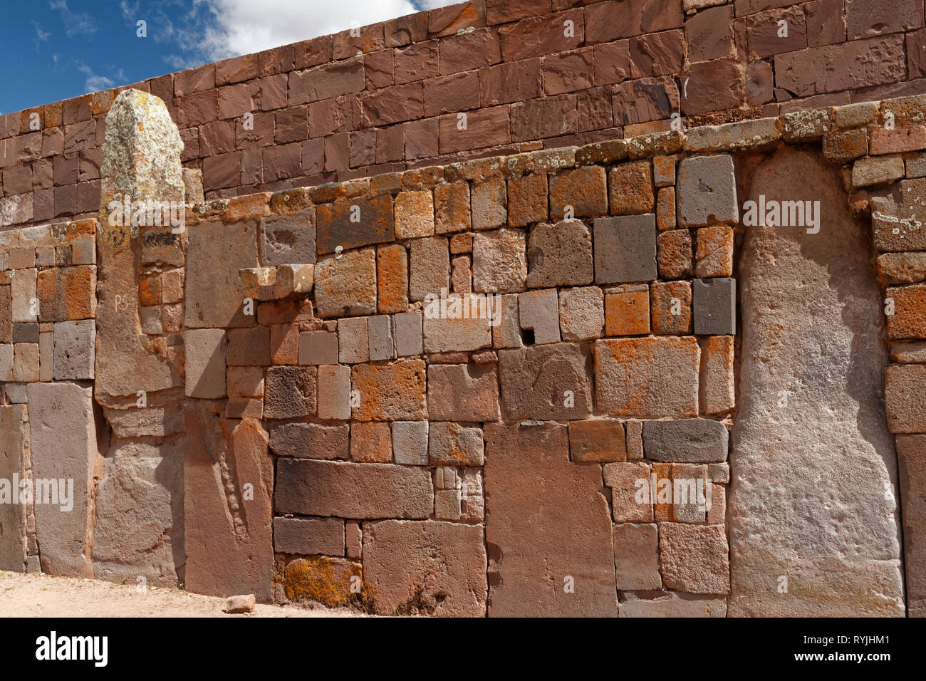 Ruins of a prehistoric Tiahuanaco (Tiwanaku) in Bolivia Stock Photo