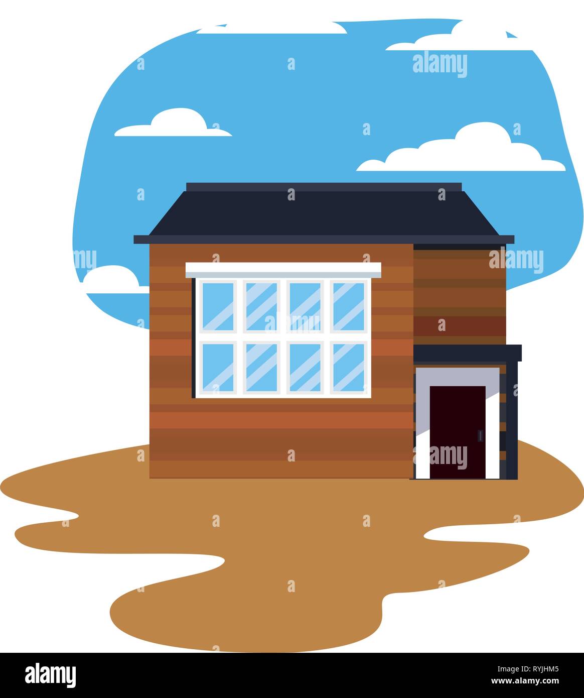 house exterior facade on white background vector illustration Stock ...