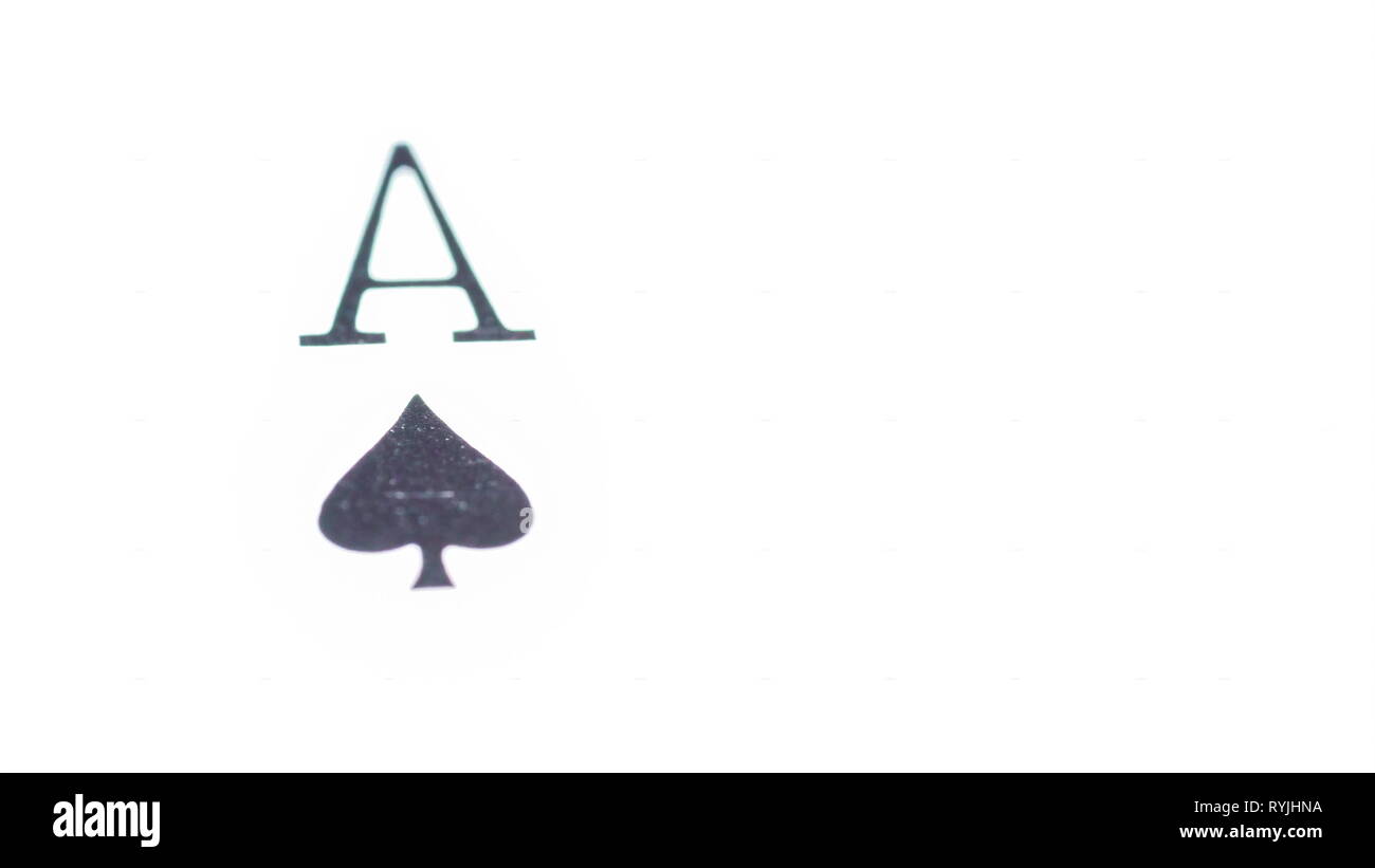 The Ace of Spade on a macro shot of the white card found on the top table  Stock Photo - Alamy