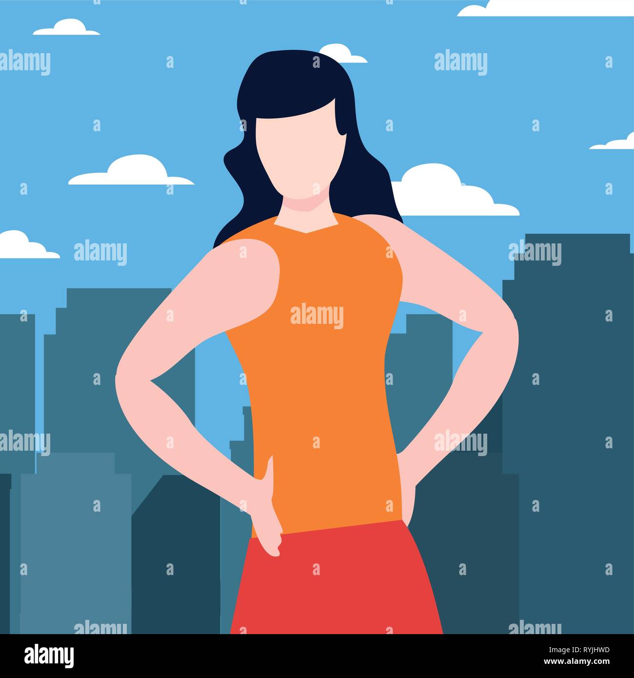 woman portrait in the city street vector illustration Stock Vector ...